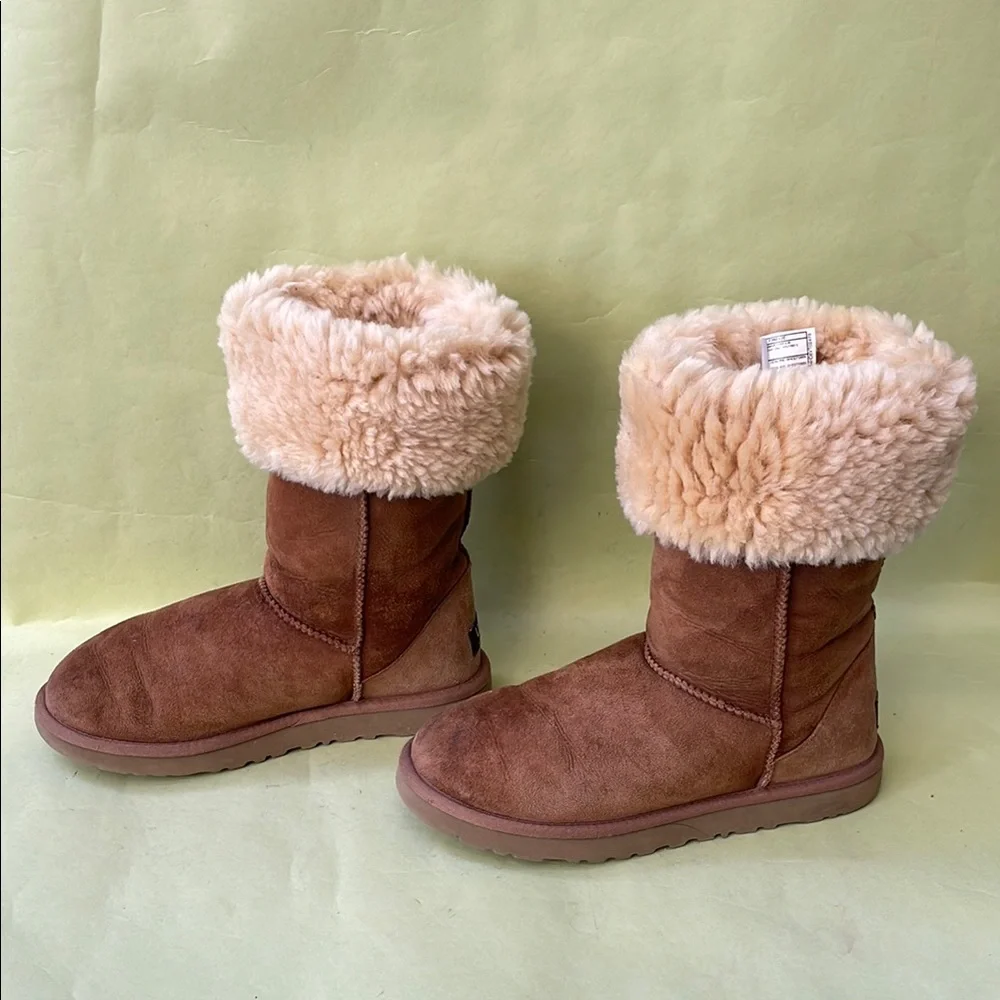 UGG Light Brown Winter Boots Plush Suede